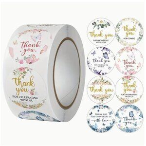 500 Stickers/roll Flowers Crafts Decoration Thank You Sealing Stickers